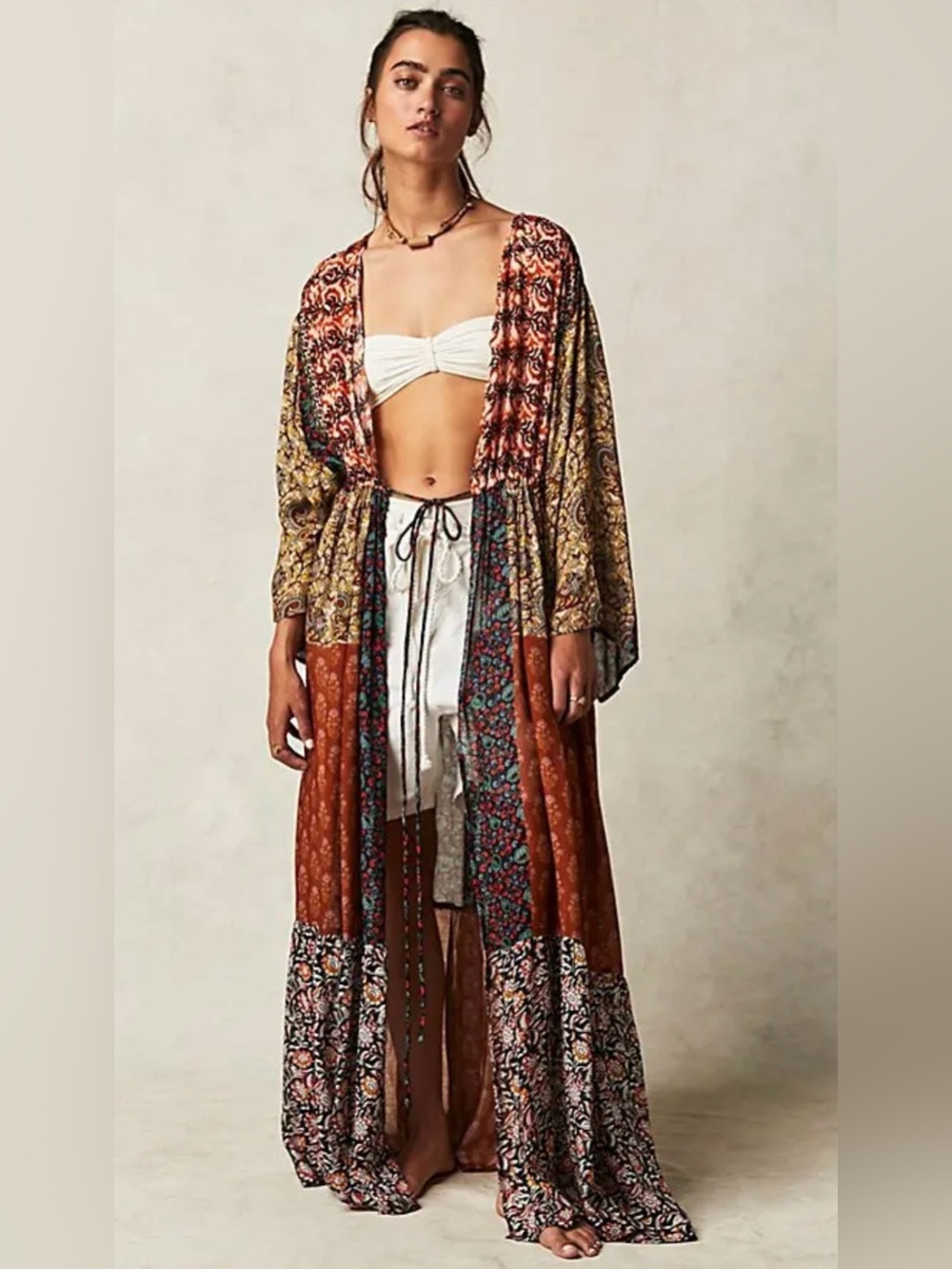 Free People Bombay Mixed Print Kimono - Picture 1 of 16